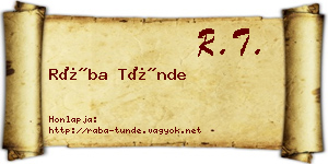 Rába Tünde névjegykártya